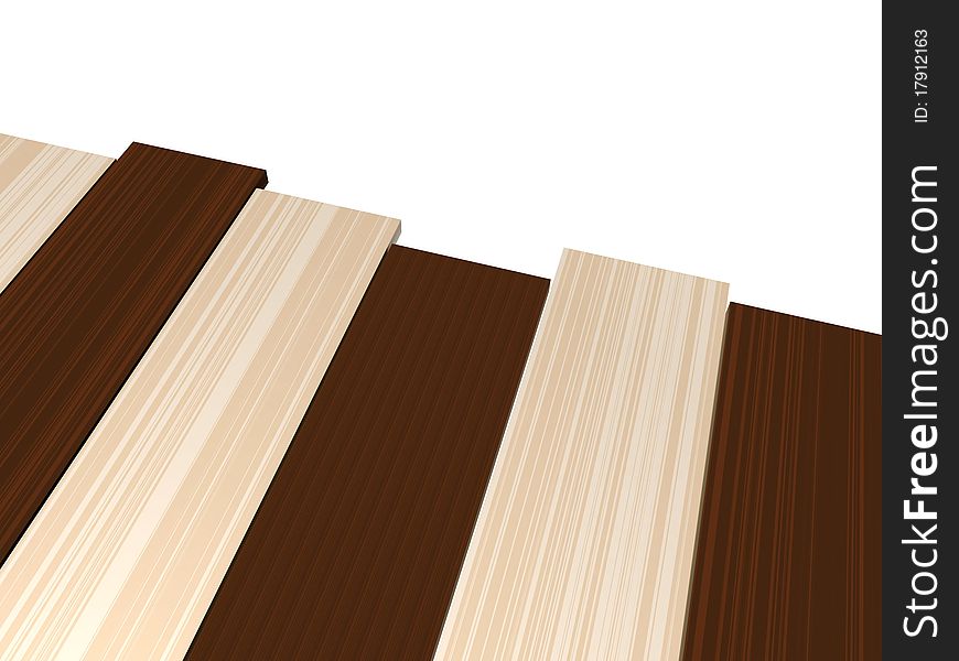 Wooden planks over white background. Computer generated