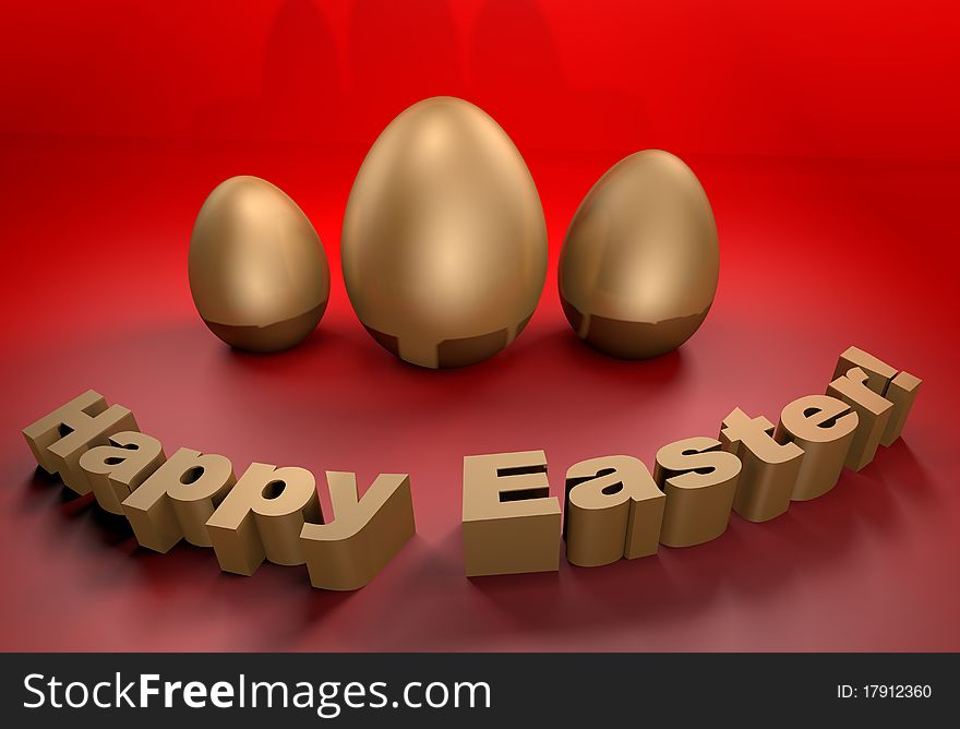 Happy Easter Holidays Greetings Card In 3D