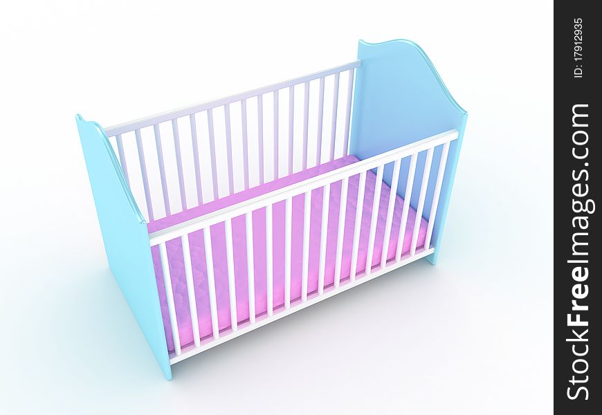 Illustration of a bed for the child on a light background. Illustration of a bed for the child on a light background