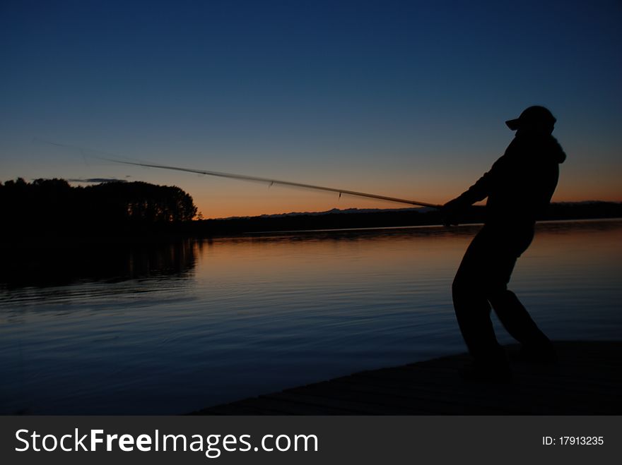 Man fishing on the lake