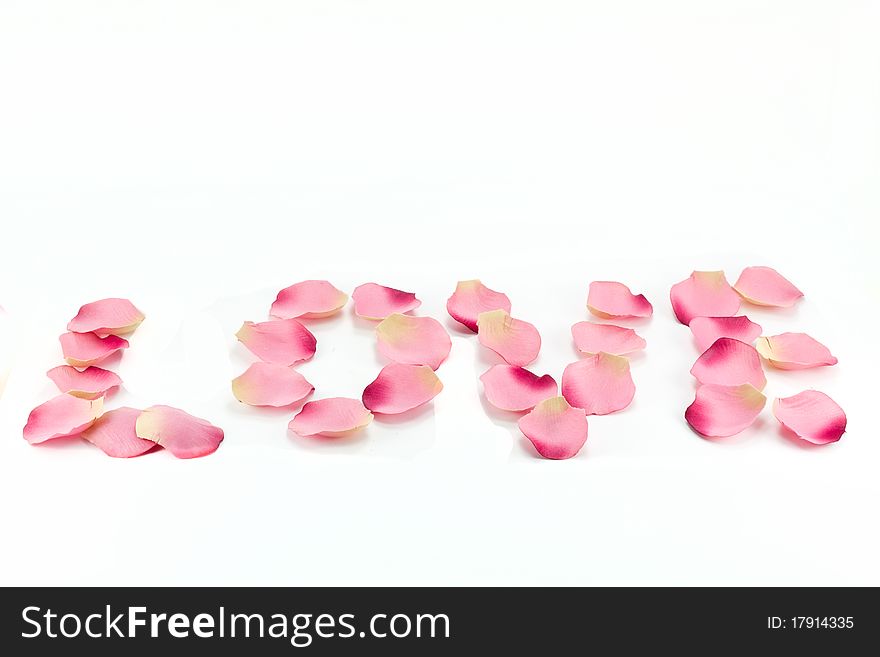 'love' written with flower petals
