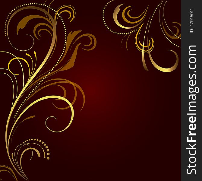 Abstract background with floral golden ornament. Abstract background with floral golden ornament