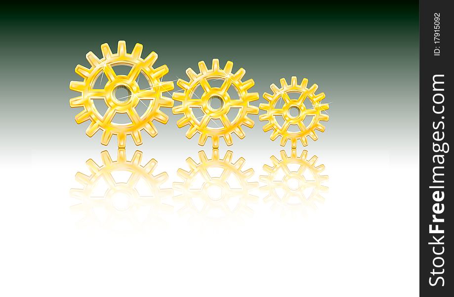 Illustration of the three golden gears. Illustration of the three golden gears