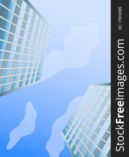 Illustration of tall buildings and blue sky. Illustration of tall buildings and blue sky