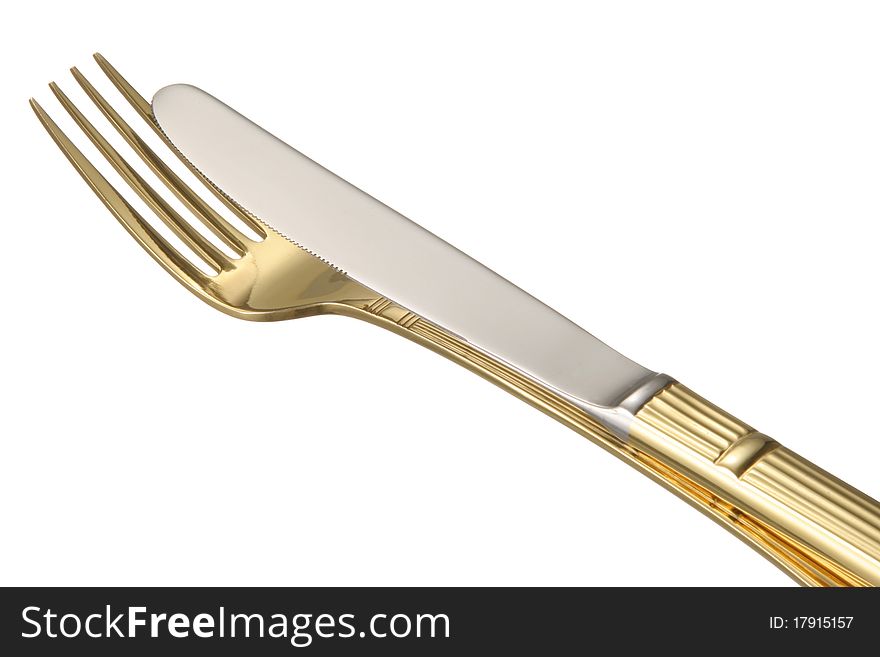 Knife and Fork on White Background. Knife and Fork on White Background.