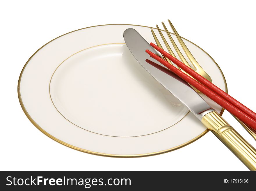 Knife and Fork on White Background. Knife and Fork on White Background.