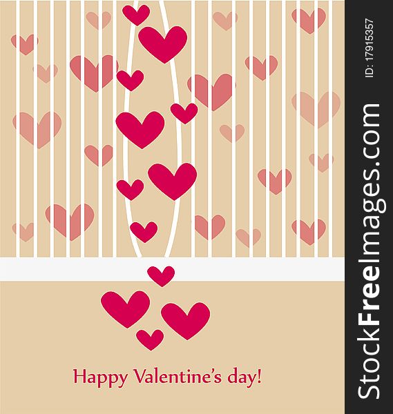 Beautiful Valentine Greeting Card Wiht Hearts