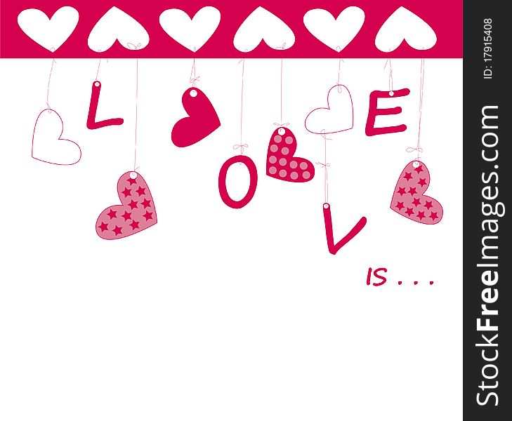 Valentine greeting card wiht hearts