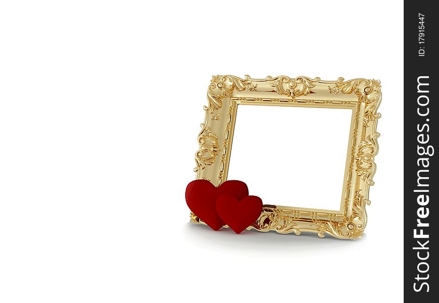 Classic gold frame with hearts