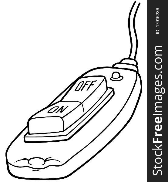 Switch - Black and White Cartoon illustration, Vector