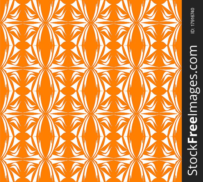 Seamless Floral Pattern Orange Background