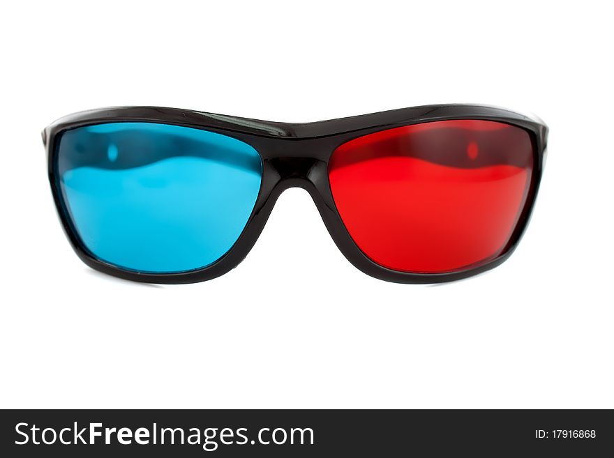 3d glasses directly on the white background of large