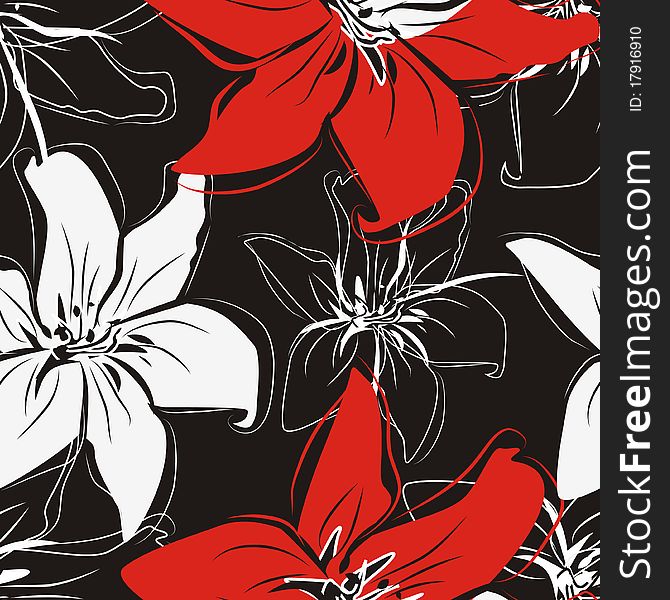 Flowers  texture in red, white and black color. Flowers  texture in red, white and black color