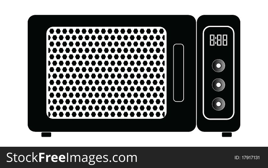 Black and white retro microwave oven  illustration