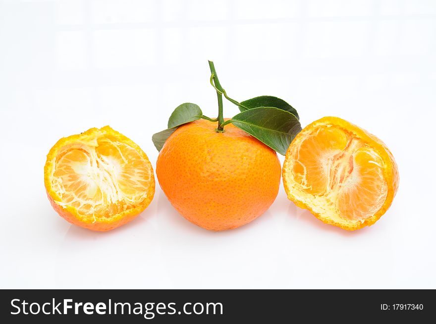 Mandarin Oranges With Sectional View Showing The Segments