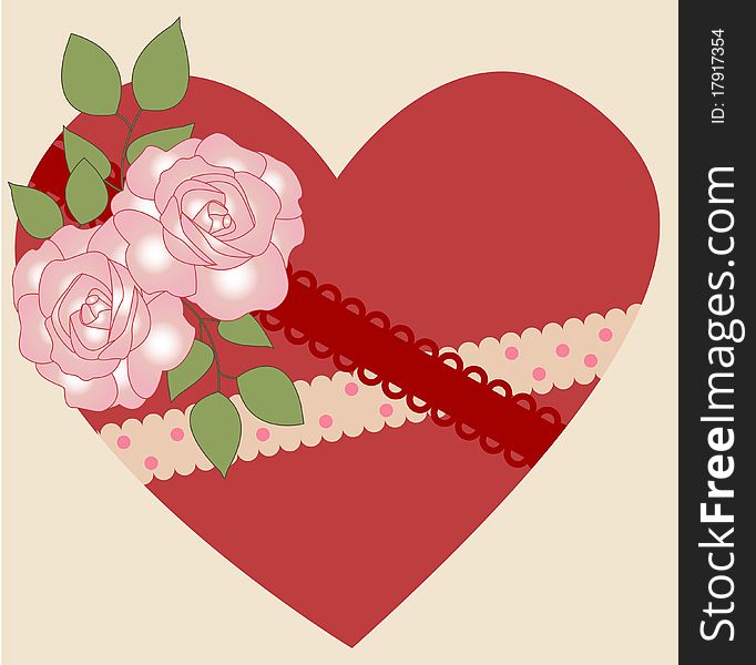 Elegant romantic background - heart and roses. Elegant romantic background - heart and roses