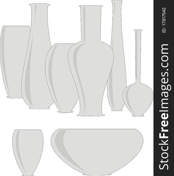Isolated set - ceramics vases - vector illustration on white background. Isolated set - ceramics vases - vector illustration on white background.