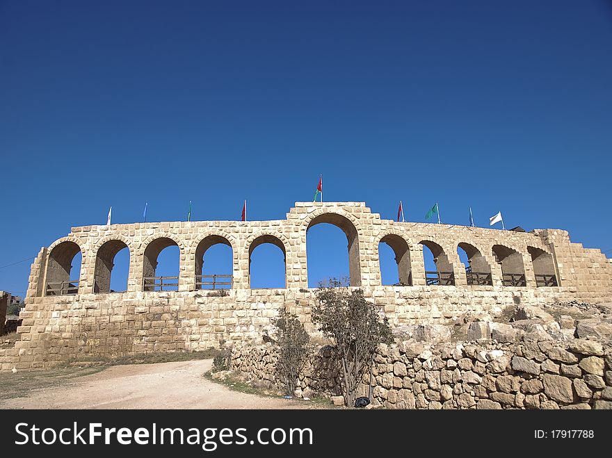 Ruins of the hippodrome of Jerash are the first thing visitors see when they arrive in Jerash. Ruins of the hippodrome of Jerash are the first thing visitors see when they arrive in Jerash