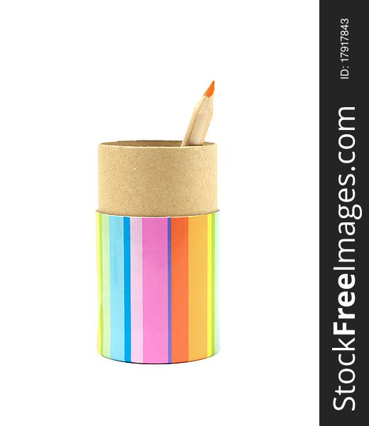 Colored pencils isolated against a white background
