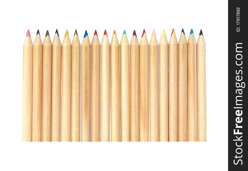 Colored pencils isolated against a white background