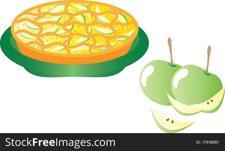 Cake from apple green.Vector illustration. Cake from apple green.Vector illustration.