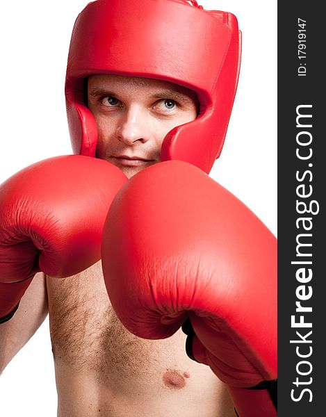 Professional Fighter Isolated On White Background