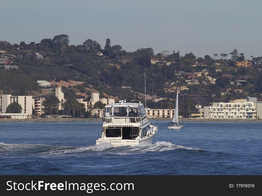 San Diego California Fishing Yacht Seen From the Side. San Diego California Fishing Yacht Seen From the Side