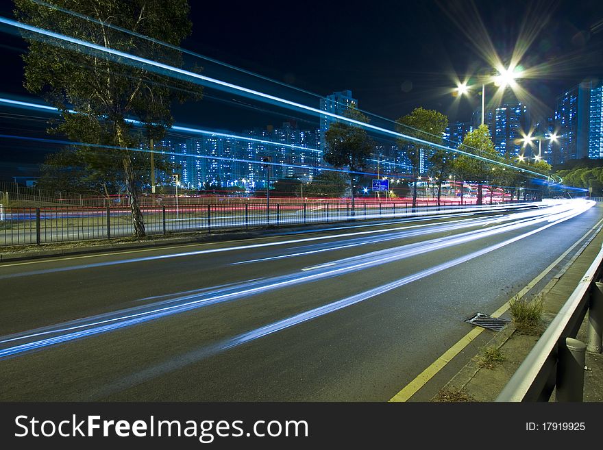 Light Rail In Moving Motion In Hong Kong