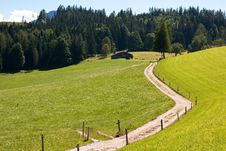 Driveway Crossing Mountain Pasture Meadows Royalty Free Stock Photography Driveway Crossing Mountain Pasture Meadows Royalty Free Stock Photography