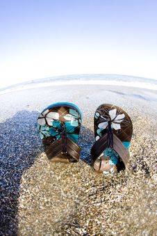 Flip Flops On The Beach Stock Photography Flip Flops On The Beach Stock Photography