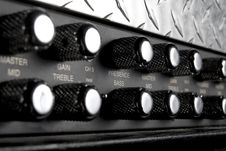 Black Musical Guitar Amplifier Panel Stock Photo