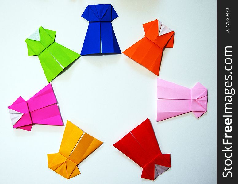 Origami folded and shaped in cloth. Origami folded and shaped in cloth