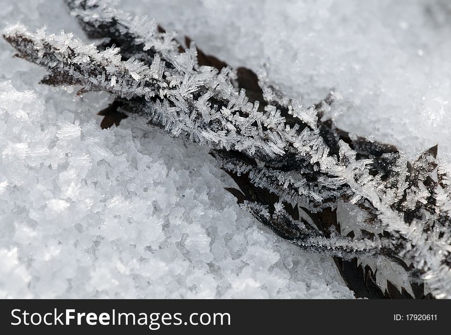 Ice crystals in a Macro - Background about winter