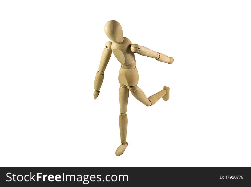 Wooden pose figure on a white background single object. Wooden pose figure on a white background single object.