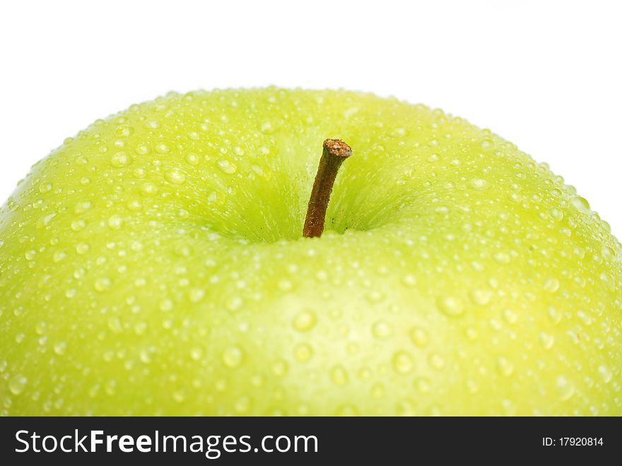 Fresh green apple close-up shot