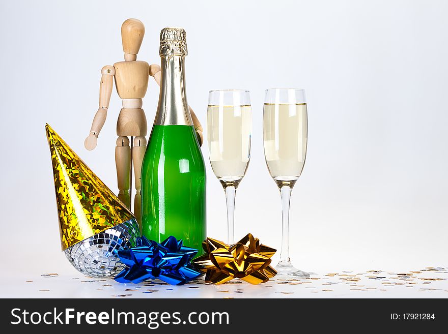 Champagne on the white background. Champagne on the white background.