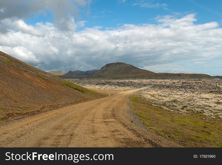 Dirt road in the Icelandic landscape