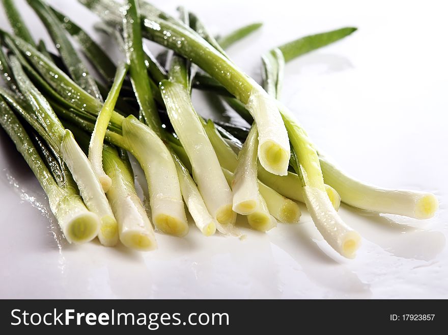 Fresh and wet green onion. Fresh and wet green onion