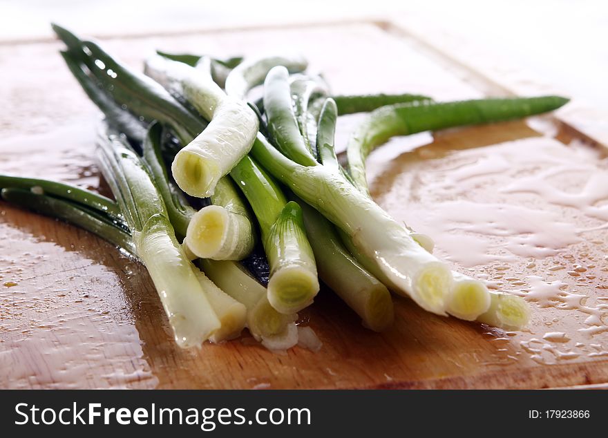 Fresh and wet green onion. Fresh and wet green onion