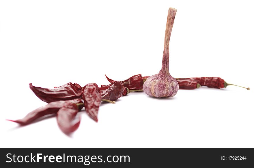 Dried garlic and chili peppers