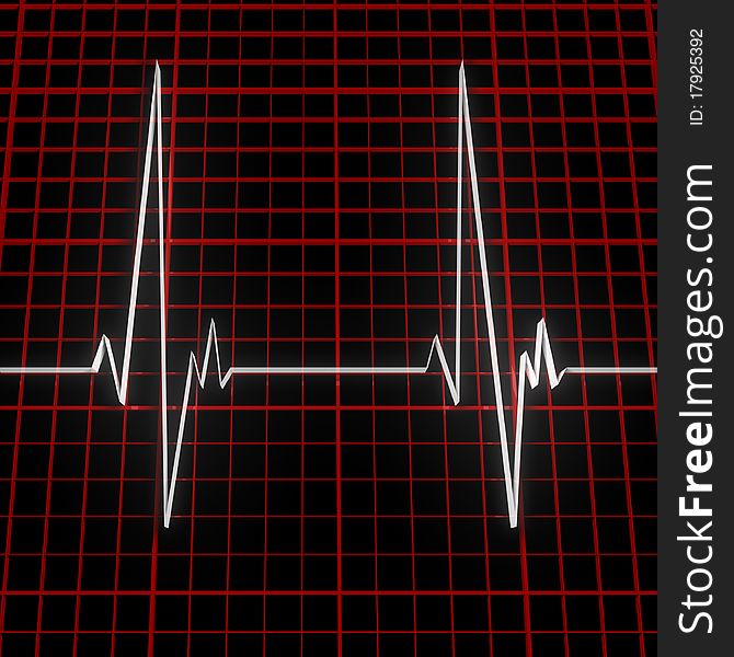 Volume white cardiogram on red grid