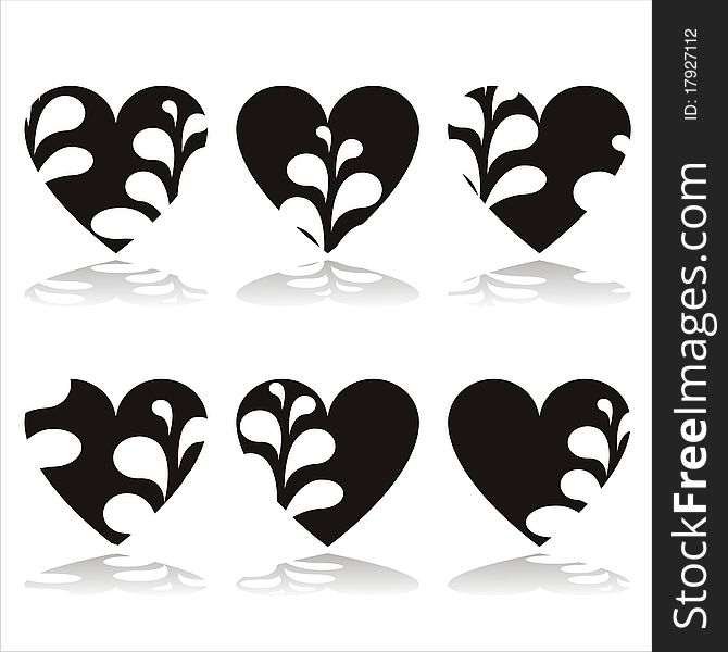 Set of 6 stylish hearts