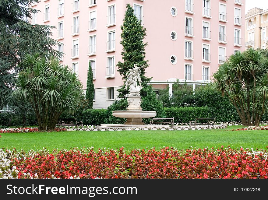 Beautiful fountain is in the park of saint James, Opatija, Croatia