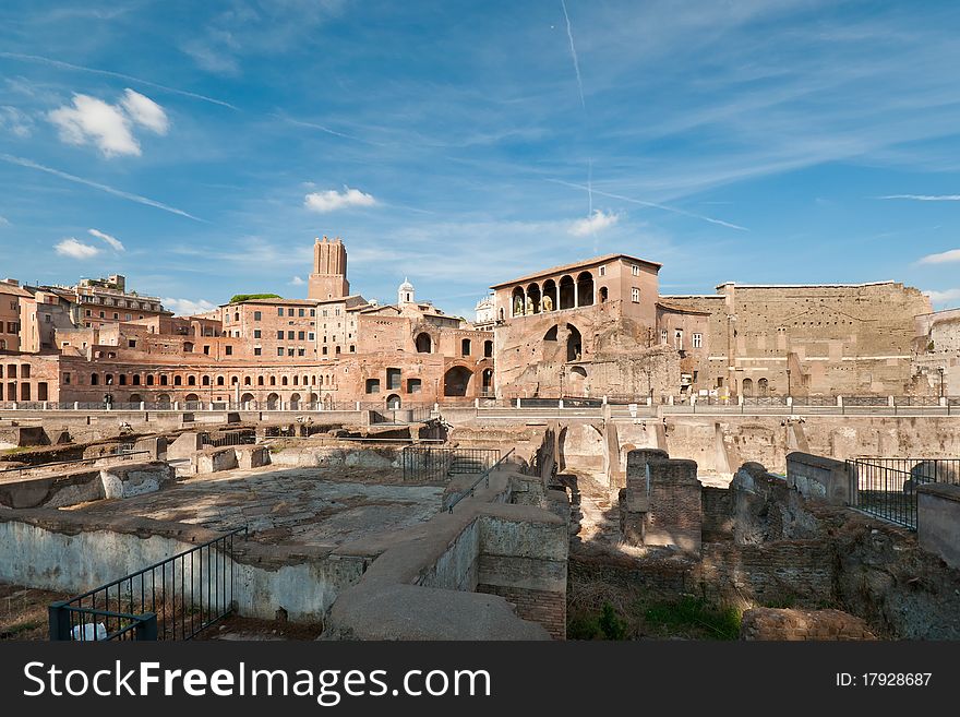 Panoramic view at the Trajan's Forum in Rome, Italy