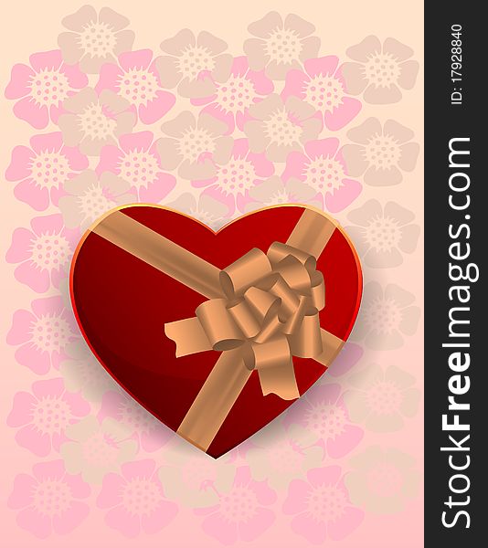 Heart shaped box in flower background for valentine day. Heart shaped box in flower background for valentine day