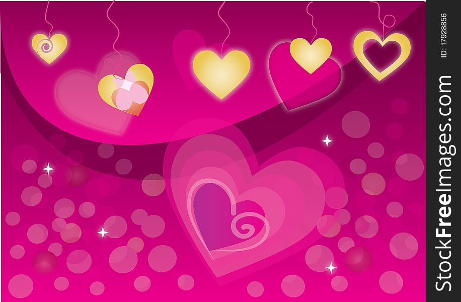 Valentine`s hearts on background; gift card. Valentine`s hearts on background; gift card