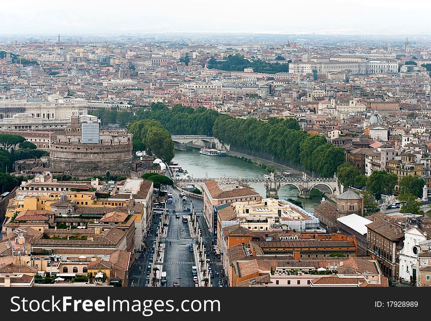 Beautiful panoramic view at the Rome, Italy