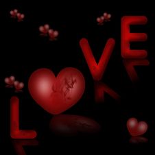 Valentines Background With Word Love And Hearts Royalty Free Stock Images