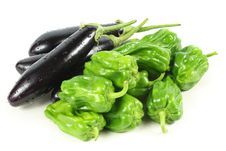 Green Peppers And Purple Eggplant Royalty Free Stock Photos Green Peppers And Purple Eggplant Royalty Free Stock Photos