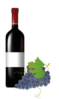 Red Wine Bottle With Grapes Royalty Free Stock Image